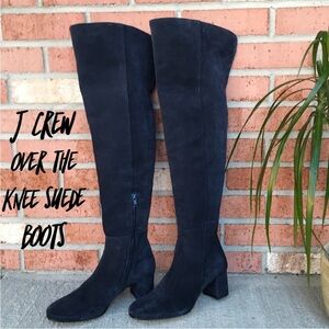 SALE NIB J CREW OVER THE KNEE NAVY BLUE LEATHER/SUEDE BOOTS